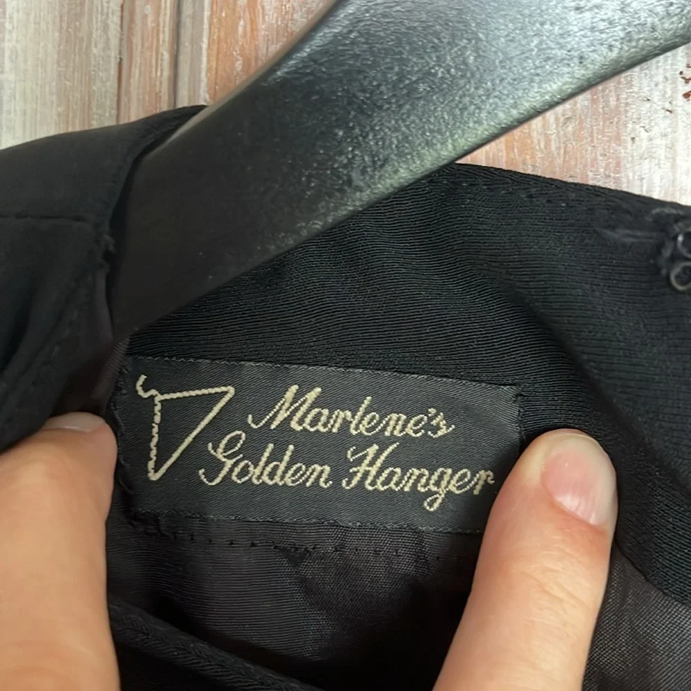 Marlene’s Golden Hanger Vintage Midi Shift Dress Evening Black Size 14 - Picture 8 of 9